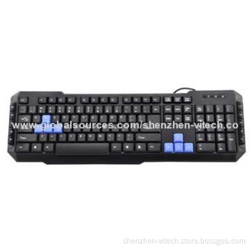 Multimedia Keyboard with Wired USB/PS/2 and 10 Hot Keys on the Side and Water-resistant Keypad